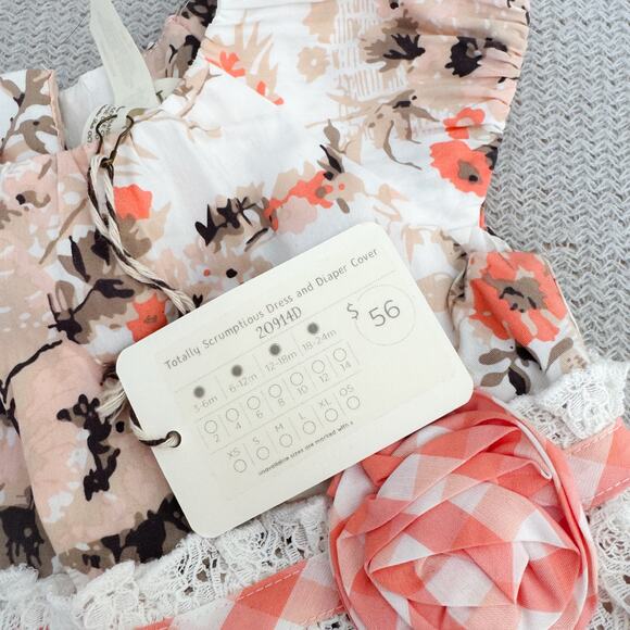 Matilda Jane Peach + White Lace Overlay Short Sleeve Floral Print Dress 12-18 - Picture 3 of 5